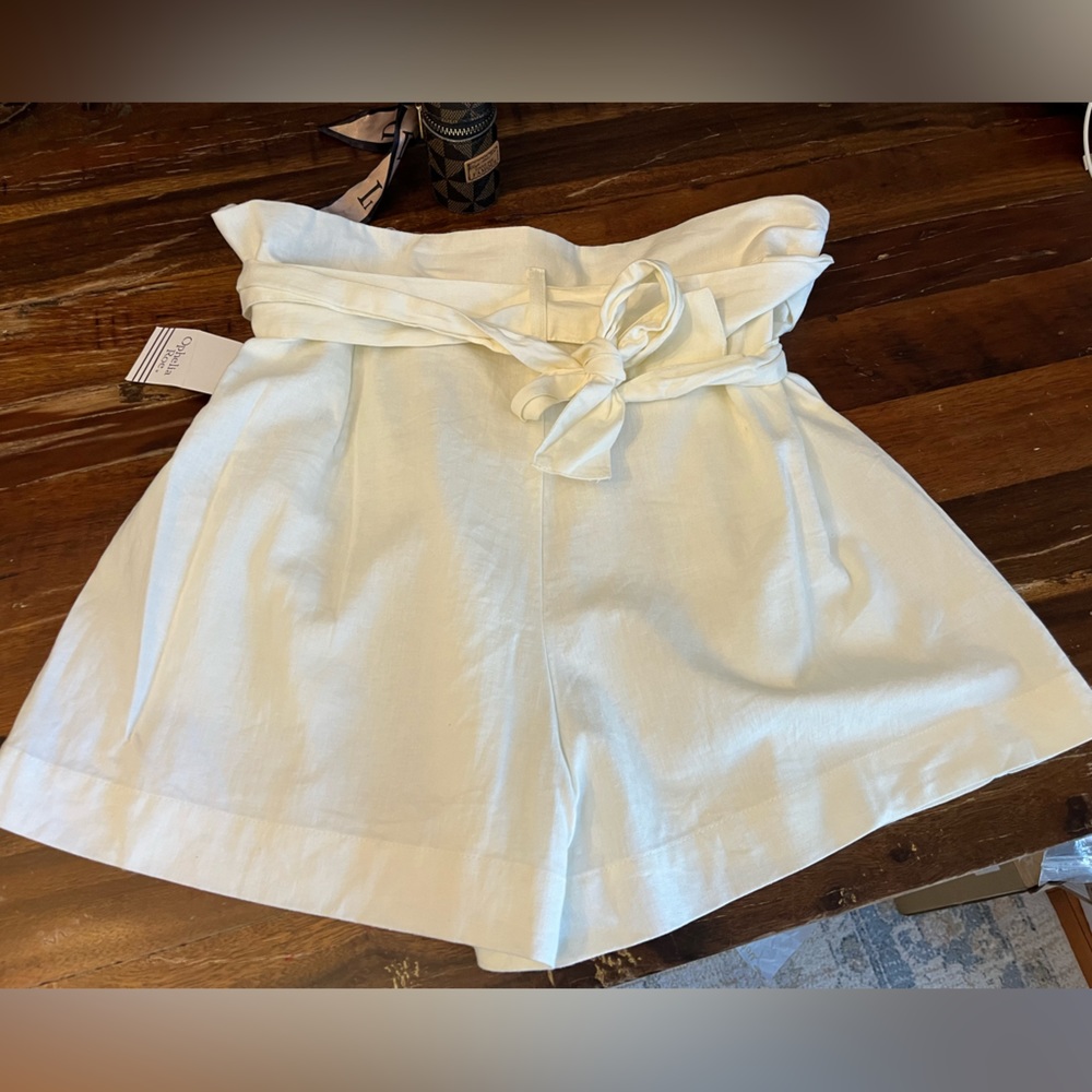 NWT Ophelia Roe linen blend ivory high waist with pockets
